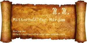 Mitterhöfer Mirjam névjegykártya